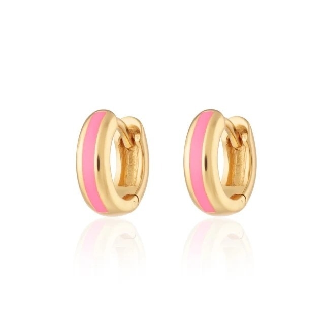 925 Logo personalizzato 18K oro placcato rosa smalto Huggie orecchini per donna