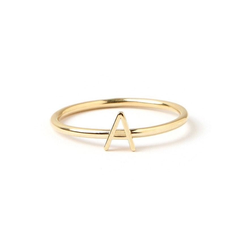 Mini Lettera d' Oro 14K personalizzata Anelli d' Argento Sterling 925 per donne