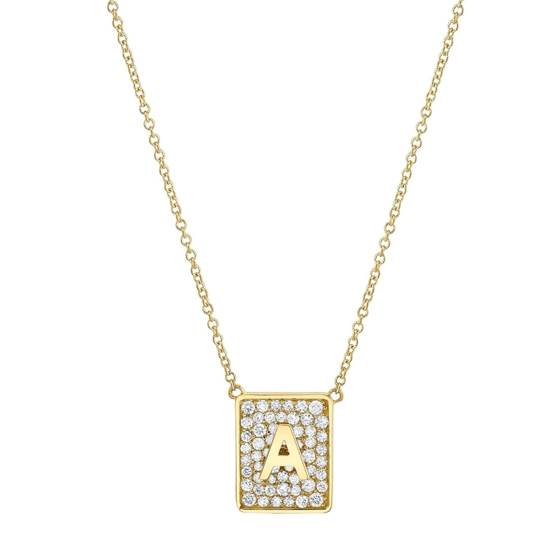 Rendi il suo giorno con 14K Gold Quadratura Iniziale Collare di Gemme Per Donne regalo di San Valentino