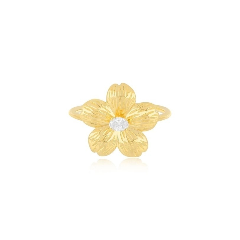 Forever Flower 18K oro rivestito Ovale CZ Anello femminile in 925 Sterling gioielli d'argento
