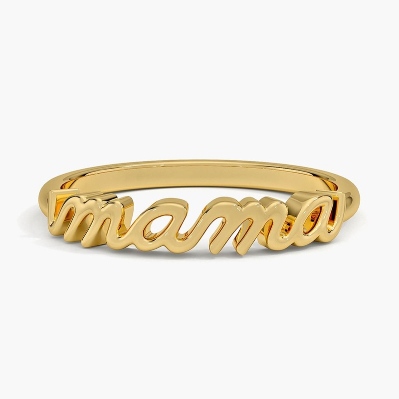 Classic 925 Sterling Silver14K Gold Anelli femminili MAMA altamente lucidati in design minimalista