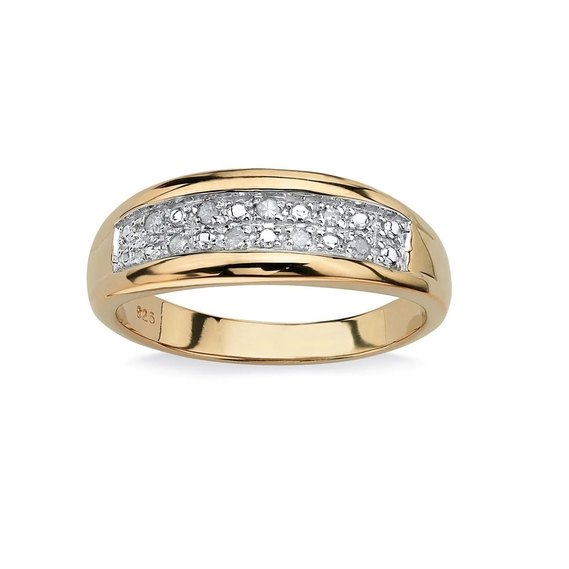 Anello da sposa in diamante in argento / ottone per uomo in 18 carati di oro con diamanti pavimentati