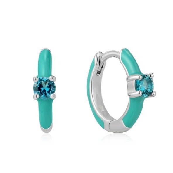 Neon Turchese smalto Micro Pave CZ Caramelle Colorate Ragazze Donne Orecchini Eco-Friendly Sì