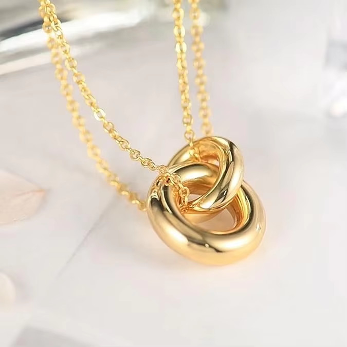 Squisita collana rotonda, 14 carati d'oro placcato 925 sterling argento collana rotonda per donne, collana opaca