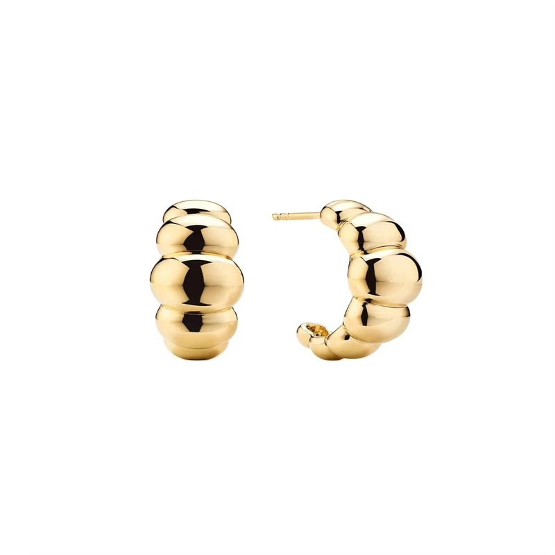 Orecchini Crescent Stud in oro 18K rivestiti di rodio Eleganti orecchini per donne, perfetti per la festa