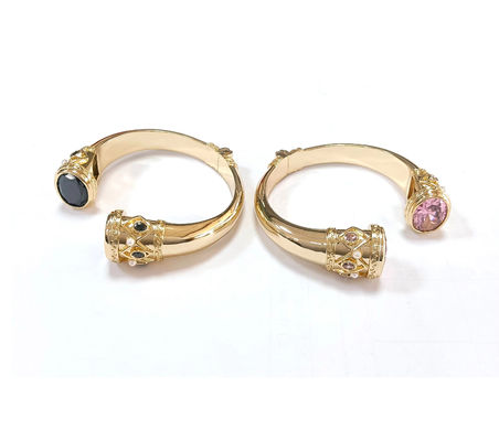 Infissi in ottone braccialetti braccialetti cuffetti gioielli granati pietre argento gioielli luccicanti CZ