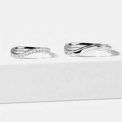 925 Sterling Silver White Gold Diamond CZ Wave Ring per donne Gioielli di pregio OEM/ODM