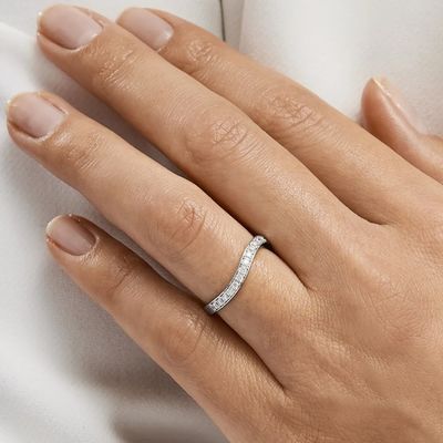 925 Sterling Silver White Gold Diamond CZ Wave Ring per donne Gioielli di pregio OEM/ODM