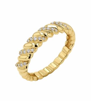 Fatto a mano Twist Classic 925 Sterling Silver Women's Ring Gioielli Placcati Con Oro 18K
