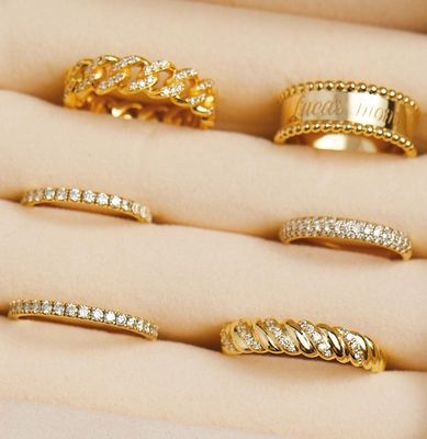 Fatto a mano Twist Classic 925 Sterling Silver Women's Ring Gioielli Placcati Con Oro 18K