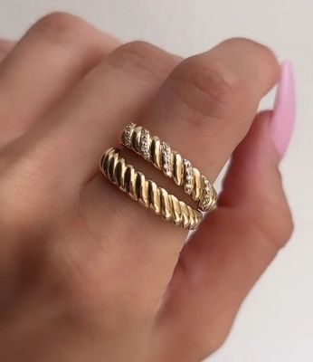 Fatto a mano Twist Classic 925 Sterling Silver Women's Ring Gioielli Placcati Con Oro 18K