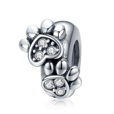 Bianco Cubico Circone Impressione Forma Perline Incantesimo Per Donne 925 Sterling Artiglieria d'argento Incantesimi