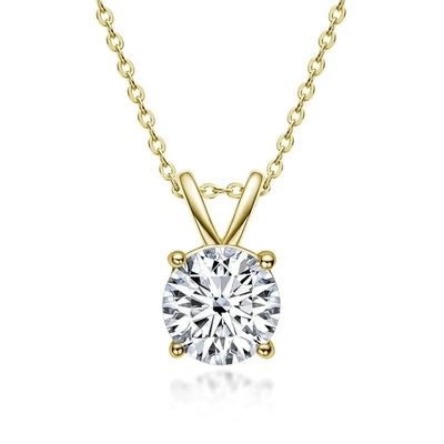 925 Sterling Silver Pendant Per Ragazze 18K Oro Giallo Round Cut Solitare Stone Regalo