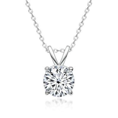 925 Sterling Silver Pendant Per Ragazze 18K Oro Giallo Round Cut Solitare Stone Regalo