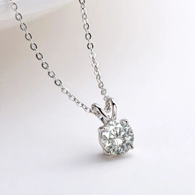 925 Sterling Silver Pendant Per Ragazze 18K Oro Giallo Round Cut Solitare Stone Regalo