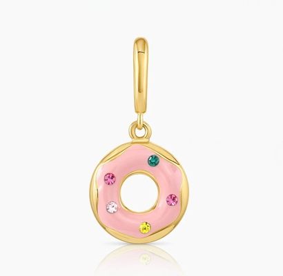 Collare colorato piccolo rosso con ciambella incantevole in argento 925 sterling
