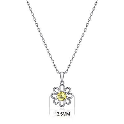 925 Sterling Silver Pendente di girasole con gioielleria a catena Disegno giallo zircone cubico