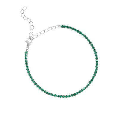 Bianco oro rivestito Maggio compleanno Smeraldo Cubo Zircon Regolabile Tenis Catena Braccialetto
