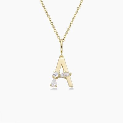 925 Sterling Silver CZ Letter Pendants in semplice 18K oro placcato per gioielli di moda