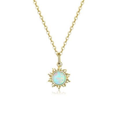Collare di opalo e diamanti da girasole 15 mm Collare di opalo da donna 45 cm + 5 cm