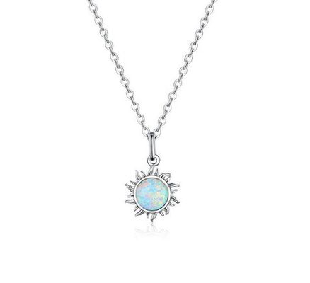 Collare di opalo e diamanti da girasole 15 mm Collare di opalo da donna 45 cm + 5 cm