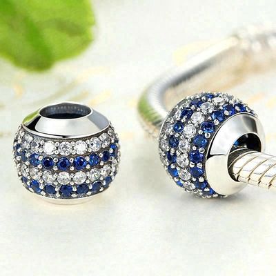 Moda Bianco e Blu CZ 925 Argento Sterling Gioielleria