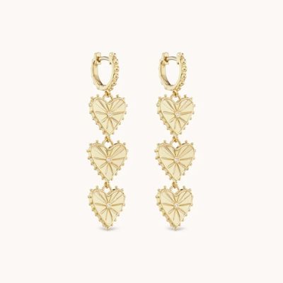 Manifattura 14K Dangle Gold Plated Multi Huggies Heart Charm Orecchini Perfetto Presente