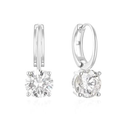 925 Sterling Silver Arrivati 18K Gold Plated Solitaire Bianco Cubico Zircon Huggies Orecchini