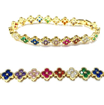 Perla d'acqua dolce CZ Pietre Braccialetti da tennis Placcati Gioielli personalizzati Arcobaleno Oro Rame Rame per donne