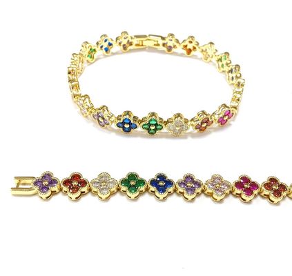 Perla d'acqua dolce CZ Pietre Braccialetti da tennis Placcati Gioielli personalizzati Arcobaleno Oro Rame Rame per donne