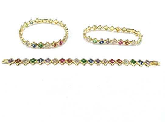 Perla d'acqua dolce CZ Pietre Braccialetti da tennis Placcati Gioielli personalizzati Arcobaleno Oro Rame Rame per donne