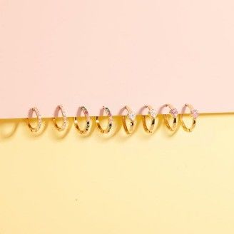 925 Sterling Silver 14k Gold Plated Sparkling Heart Girls Hoop Earrings Perfetti per l'uso quotidiano