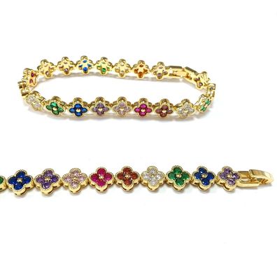 Perla d'acqua dolce CZ Pietre Braccialetti da tennis Placcati Gioielli personalizzati Arcobaleno Oro Rame Rame per donne