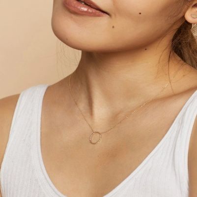 Collana con pendente a spirale in argento sterling 925 placcato oro 14K con catena a maglie da 16 pollici