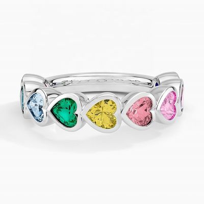 18K oro in forma di cuore arcobaleno Bezel Anello per San Valentino regalo da gioielli di moda