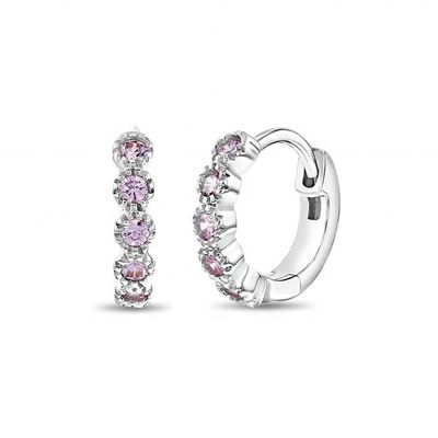 Splendida gioielleria 925 Sterling Silver Rosa Fiore Gemstone Ragazze Orecchini a cerchio