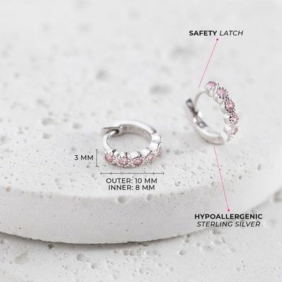 Splendida gioielleria 925 Sterling Silver Rosa Fiore Gemstone Ragazze Orecchini a cerchio