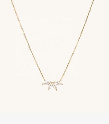 Collare placcato in argento 925 14K 18" di Topazio Marquise e diamanti bianchi CZ