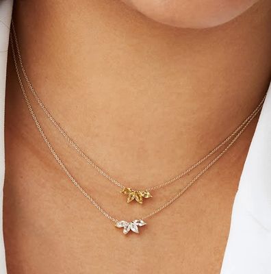Collare placcato in argento 925 14K 18" di Topazio Marquise e diamanti bianchi CZ