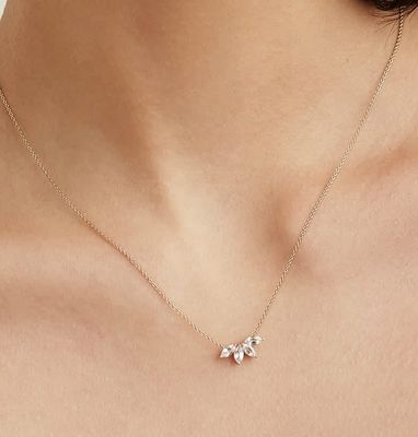 Collare placcato in argento 925 14K 18" di Topazio Marquise e diamanti bianchi CZ