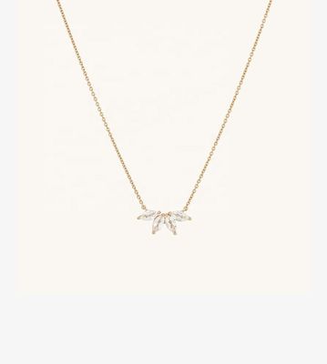 Collare placcato in argento 925 14K 18" di Topazio Marquise e diamanti bianchi CZ