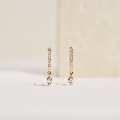 Orecchini a cerchio pendenti con zirconi taglio marquise in argento sterling 925 per fidanzamento, con diametro del cerchio di 12 mm e spessore di 2 mm