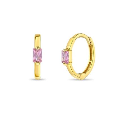14K oro placcato 10mm Baguette Taglio rosa Cubo Zircon orecchini per bambini con 50PRS MOQ