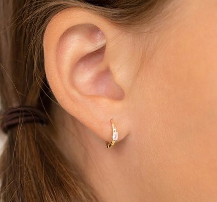14K oro placcato 10mm Baguette Taglio rosa Cubo Zircon orecchini per bambini con 50PRS MOQ