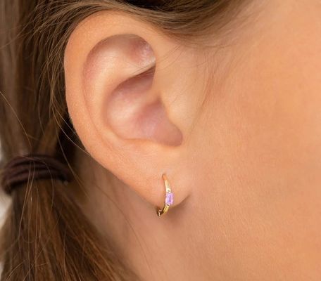 14K oro placcato 10mm Baguette Taglio rosa Cubo Zircon orecchini per bambini con 50PRS MOQ