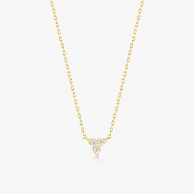 18K Gold Zircon Pendant Silver Chain Trio Diamante Cubico Zircon Collare
