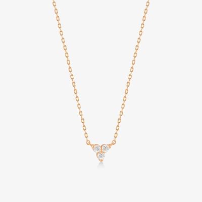18K Gold Zircon Pendant Silver Chain Trio Diamante Cubico Zircon Collare