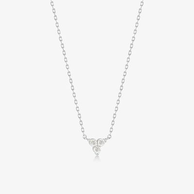 18K Gold Zircon Pendant Silver Chain Trio Diamante Cubico Zircon Collare