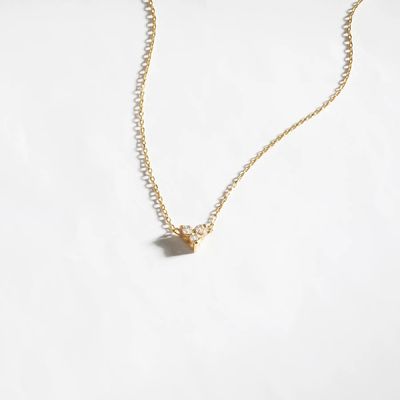 18K Gold Zircon Pendant Silver Chain Trio Diamante Cubico Zircon Collare