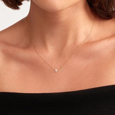 18K Gold Zircon Pendant Silver Chain Trio Diamante Cubico Zircon Collare
